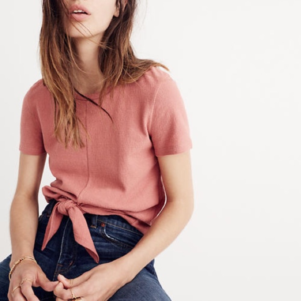 MADEWELL Lilac Tie Front Tee
